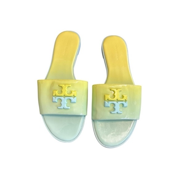 Tory Burch Shoes - Tory Burch Everly Slides Gradient Ombre Blue Green Size 6.5